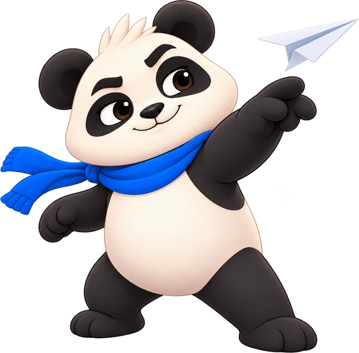 Pickkard’s panda sending a paper plane: launching soon
